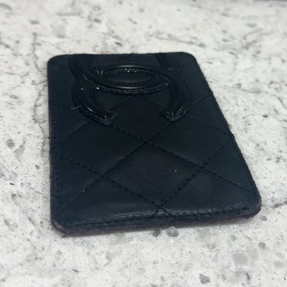 CHANEL Black Quilted Cambon Ligne Card Holder Case Black Slim Wallet  AUTHENTIC - Picture 9 of 12